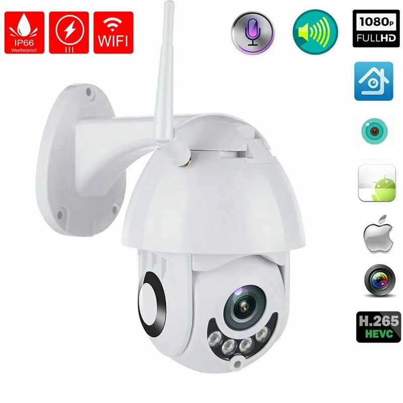 

1080P WiFi Outdoor Waterproof IP Camera Wireless PTZ Speed Dome Camera Two Way Audio Home Security 2MP HD Surveillance Camera