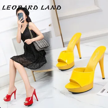 

LEOPARD LAND New Pure-color Summer Fashion Fashion Round-head With Red Sexy High-heeled Sandals With A Line Of Sandal Women LFD