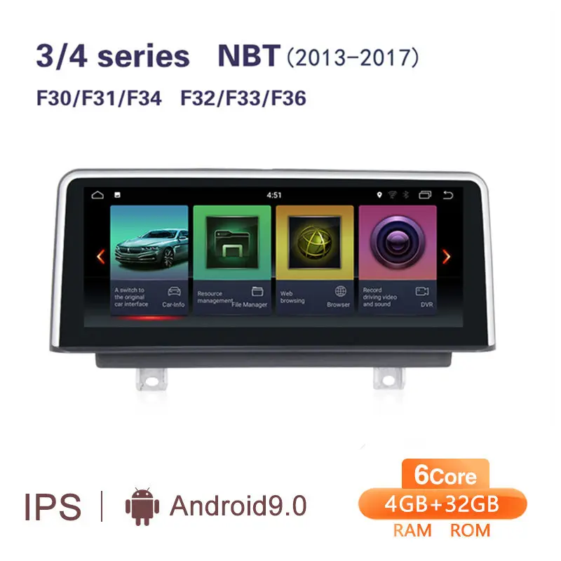 10,2" ips 8 Core Android 9,0 автомобильный dvd-радиоплеер для BMW F30/F31/F34/F20/F21/F32/F33/F36 NBT автомобильный мультимидийный навигатор навигация nbt - Цвет: 9.0 4 32G 3 4 series