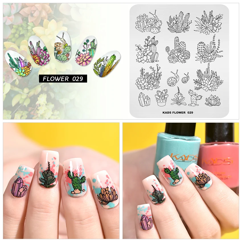 1 шт. штамповки для ногтей пластины красоты цветок серии шаблоны для ногтей поднос для маникюра дизайн ногтей штамповка шаблон украшения Штамп для ногтей