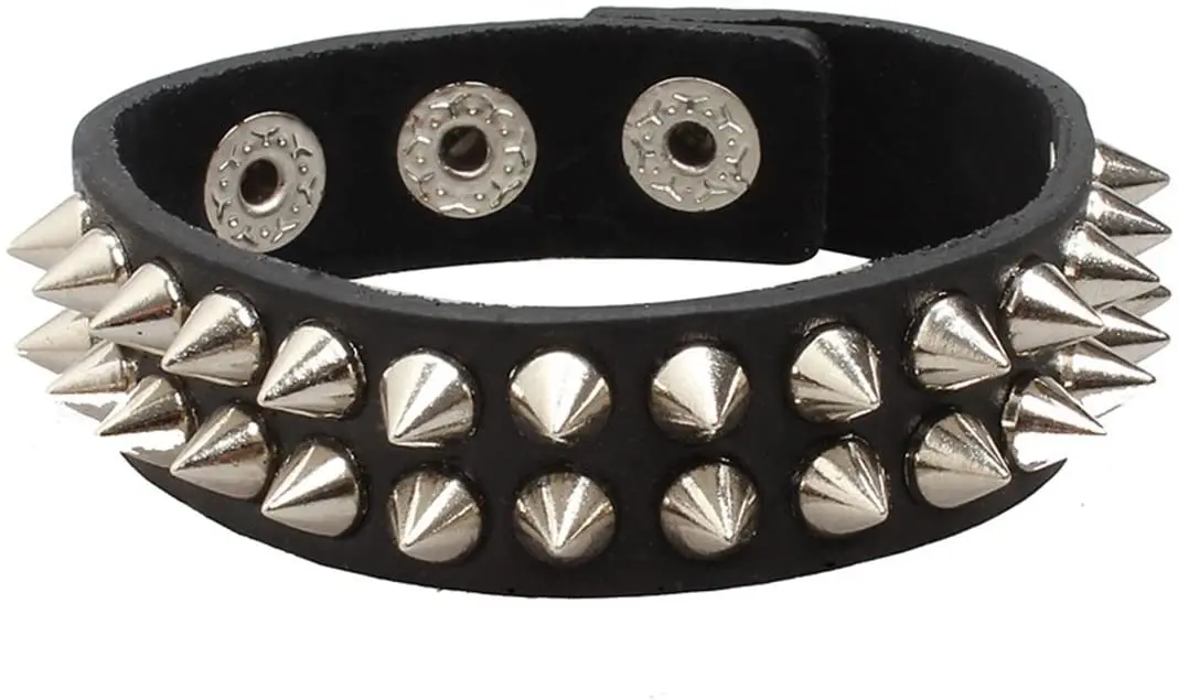TIDOO Punk Studded Bracelet Goth Rock Leather Spiked Accessories 80s Emo  Jewelry Cool Spike Rivet Cuff Bangle Unisex Pop Metal for Men/Women