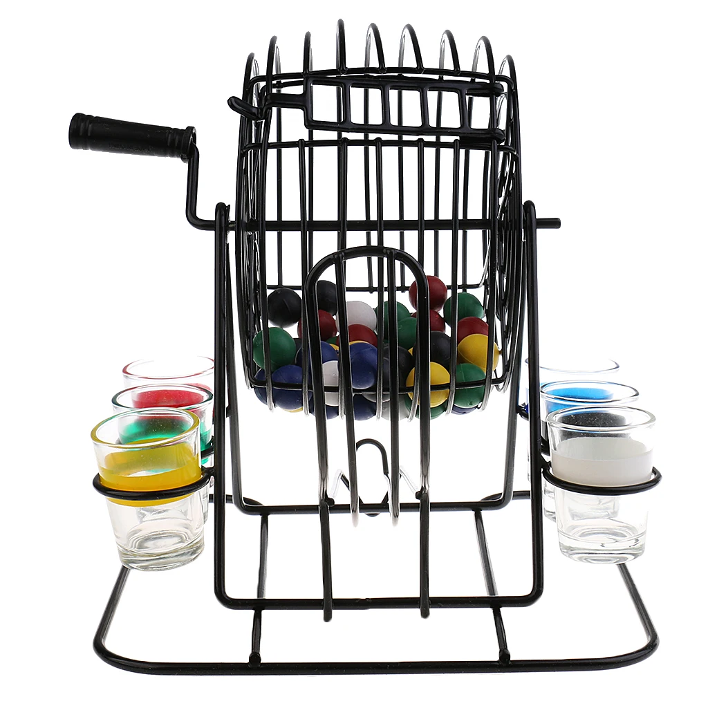  Mini Lottery Machine Bingo Drinking Games With 6 Pieces Glasses + 48 Pieces Colorful Balls For Adul