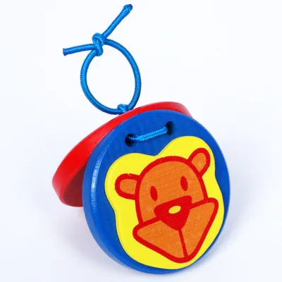 Деревянные кастанеты Музыкальные инструменты Хлопушка ручка музыкальные инструменты игрушки развивающие игрушки для детей можно выбрать шаблон - Цвет: Bear1