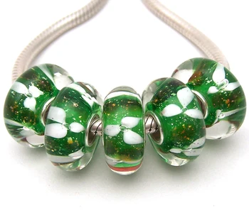 

JGWG1785 5X 100% Authenticity S925 Sterling Silver Beads Murano Glass beads Fit European Charms Bracelet diy jewelry Lampwork