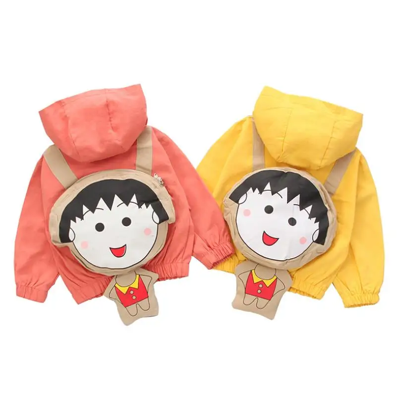 

2023 new Boys Spring Autumn Coats Kids Jackets Toddler Hooded Windbreaker girl Zipper knapsack Outerwear Baby Clothes1-5Y