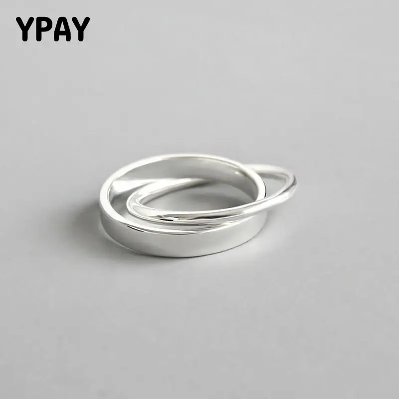 Женское кольцо YPAY из 100% чистого серебра 925 пробы с двойным интерлоком Anel Feminino