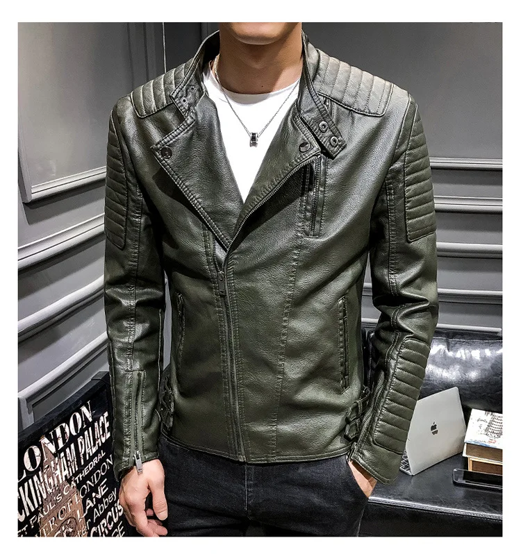 AliExpress Мужская косая кожаная куртка на молнии молодежное локомотивное кожаное пальто бейсбольная форма куртка самолет