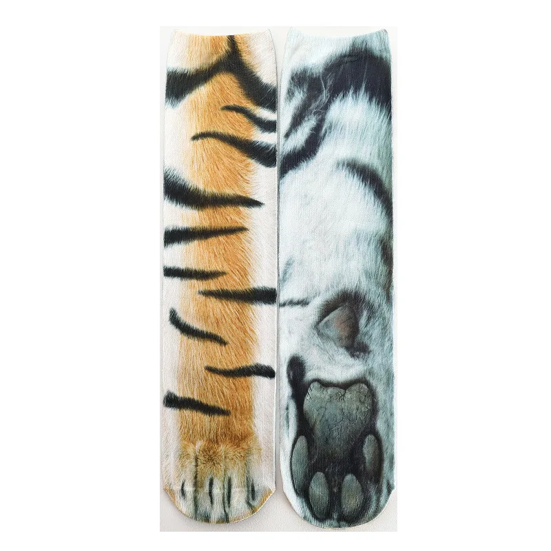 Модные осенние носки с объемным принтом в виде лапы животных с кошкой, собакой, тигром, крутые мужские носки Meias, унисекс, для взрослых, 3 вида, размер 402