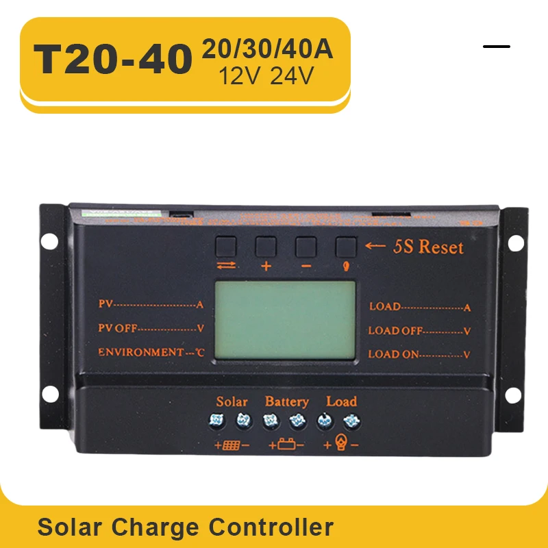 Контроллер заряда солнечных батарей MPPT T20 30 А 40 20 12 В постоянного тока 24