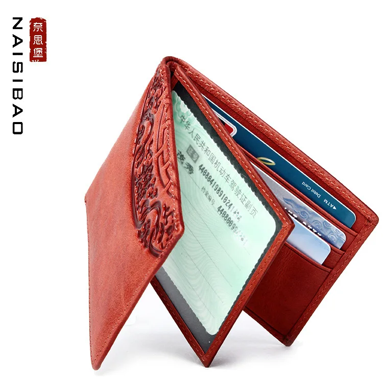 

WOMEN'S Leather Bags Thin Multi-functional Retro Wallet 2019 New Style Full-grain Leather Driving Vehicle Licens Wallet Leather