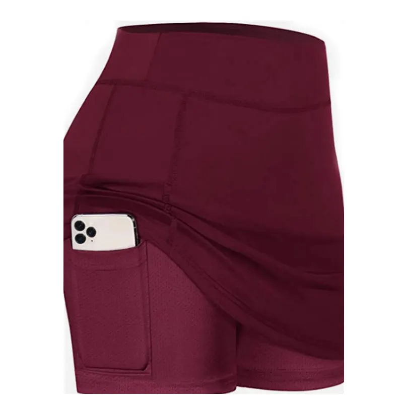 Women's Tennis Skirts Inner Shorts Elastic Sports Golves Skorts Phone Pockets NOV99