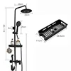 OUIO Black Bathroom Shower Faucet Set Wall Mount Rainfall Shower Head With Handheld Sprayer W/Shelf Bathtub Shower Mixer 2