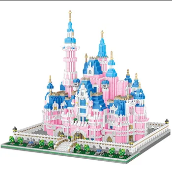 

6718pcs Architecture Amusement Park Pink Princess Castle 3D Model Mini Diamond Blocks Bricks Building Toy for Children