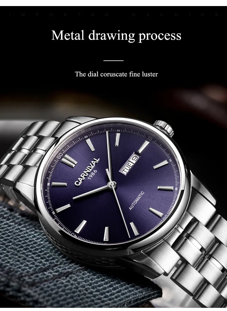 Switzerland Carnival Mechanical Watch Men MIYOTA Automatic Men Watches Luxury Brand Waterproof Clock Sapphire Montre Homme Reloj