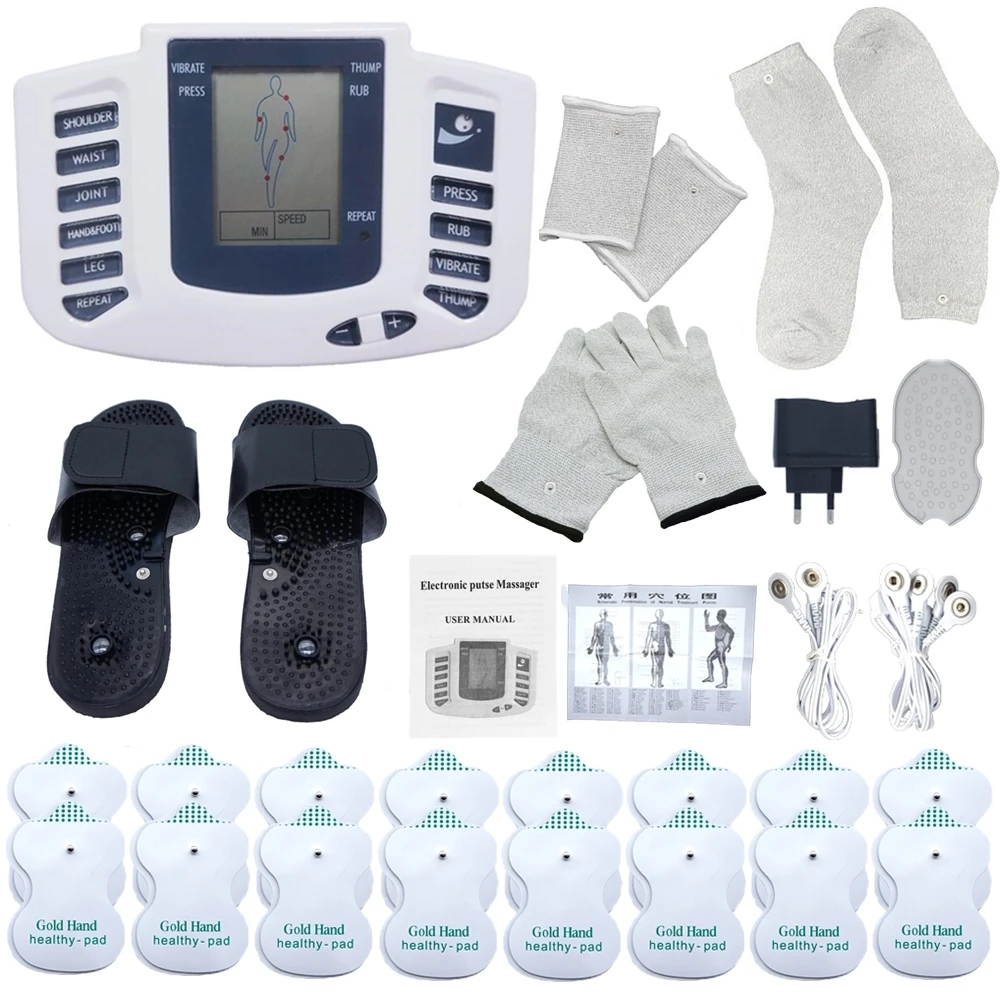 Electric Tens Muscle Stimulator Digital Muscle Therapy Full Body Massage Relax 16pads Pulse Ems Acupuncture Health Care Machine