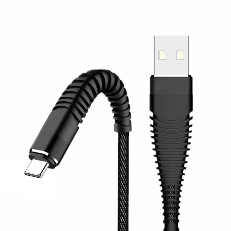 Type-c Usb 1 м Быстрая быстрая зарядка нейлоновая оплетка 2.4A для huawei Xiaomi зарядный кабель шнур зарядный кабель - Цвет: Черный