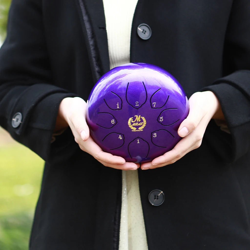 6Inch Lotus Steel Tongue Drum Hand Pan Drum Percussion Instrument w/ Mallets & Carrying Bag for Personal Meditation Yoga Zen