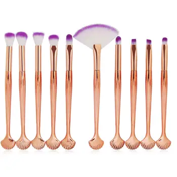 

10pcs Shell Makeup Brushes Set Foundationl Blending Eyeshadow Brushes Kits Foundation Essential Brush Cosmetics Tool