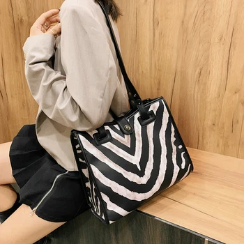 

Fashion PU leather solid color Zebra Print women's handbag luxury brand bag bags for women 2020 bolsos para mujer
