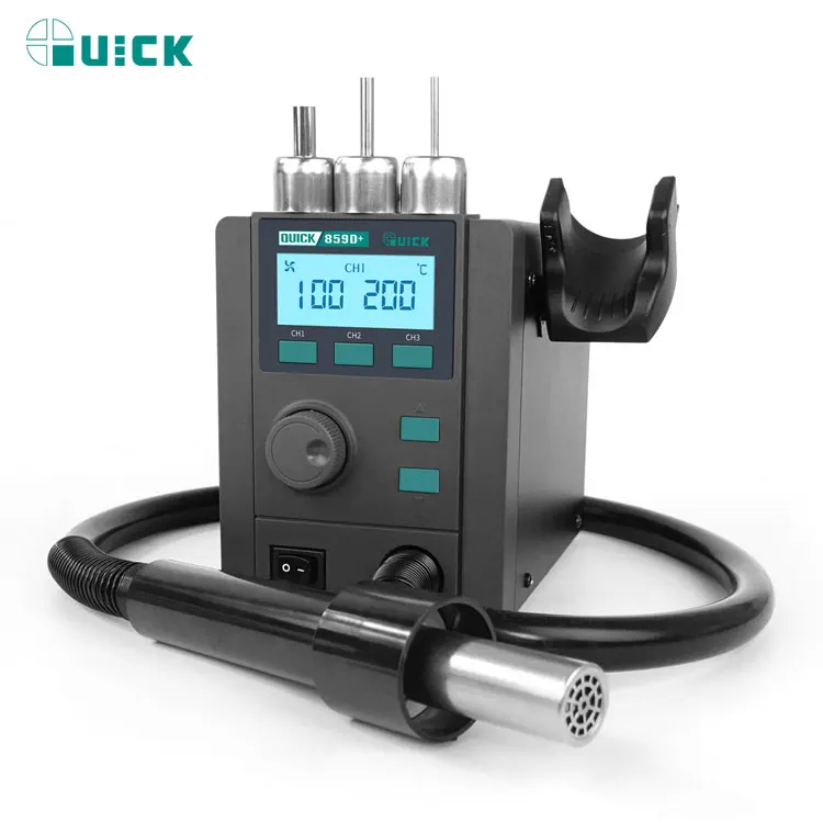 NEW QUICK 859D+Soldering station Upgrade 857DW+ Rework Station Heat Gun LCD Intelligent Lead-free Hot air desoldering Station best soldering iron for electronics