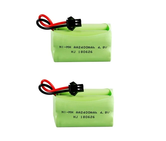 XMECZQQ Batteria NiMH 4,8 V 2400 mAh, 2 batterie Backup RC con spina SM, adatta per giocattoli di controllo remoto come auto telecomandate, veicoli ingegneri radiocomandati, robot radiocomandati, ecc