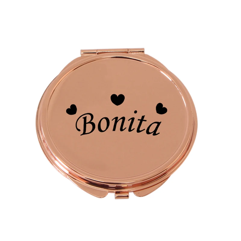 Изготовленное на заказ розовое золото компактное карманное зеркало с логотипом 10/лот#18032-4