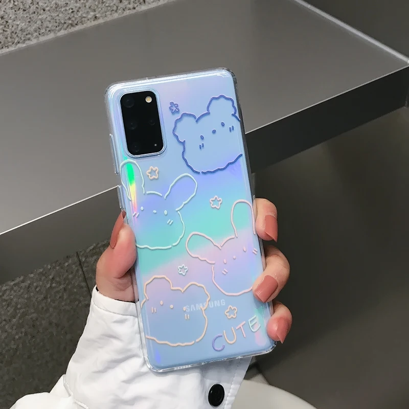 Чехол для Samsung s20plus s10 с маленьким мультяшным животным прозрачный мягкий чехол Galaxy
