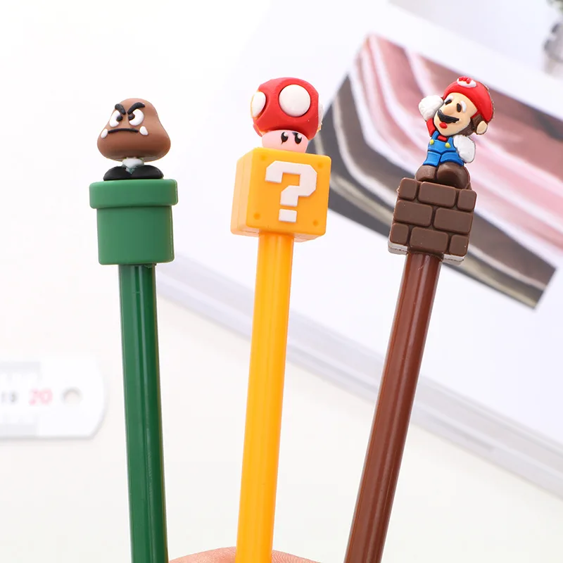 

Cute cartoon super Mary soft rubber black neutral pen 0.5mm office carbon water-based pen