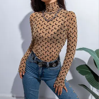 

Autumn Bodycon Mesh Bodysuits Feminino Mujer Sexy Stretchy Rompers Long Sleeve Women Body Streetwear Jumper Tops One Piece