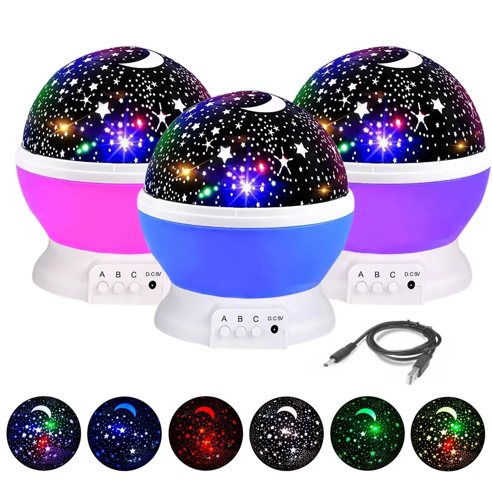  BRELONG 3 Colors LED Rotating Projector Starry Sky Night Lamp Romantic Projection Light Moon Sky Ro - 4000067649333
