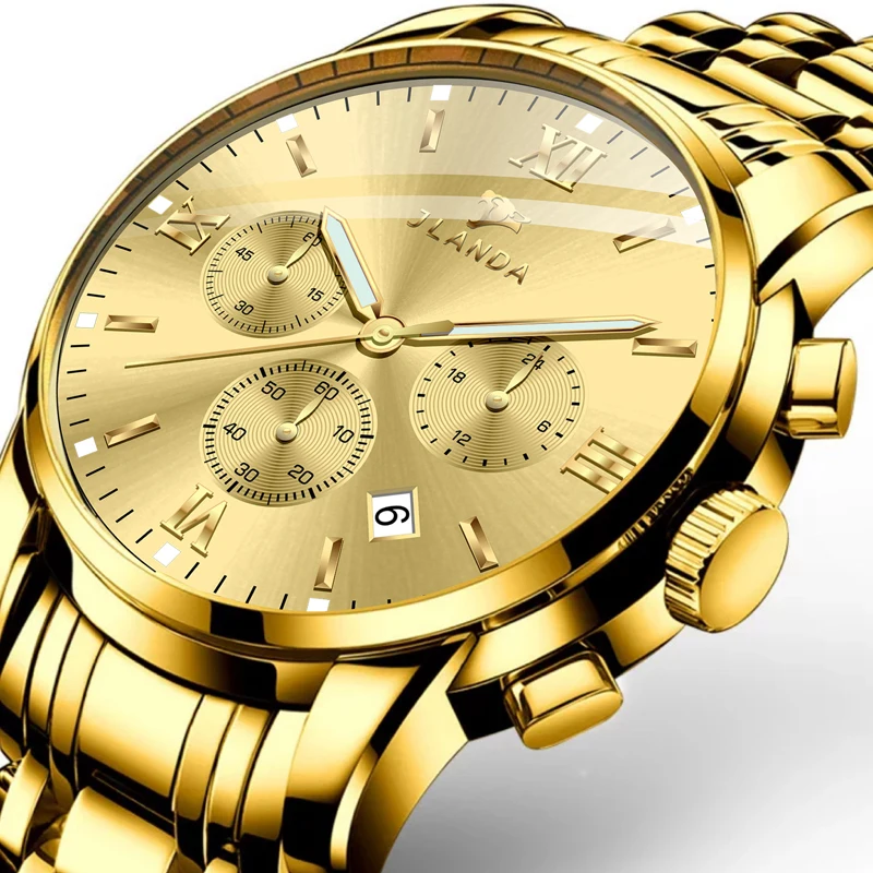 

Mens Watches Gift Top Luxury Brand Waterproof Sport Watch Chronograph Quartz Military Gold Stainless Steel Relogio Masculino