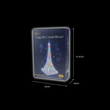 

3D Crystal Clear Flash Music Eiffel Tower Puzzle Jigsaw Building Block Model Kit Educational Toys Gift For Kids