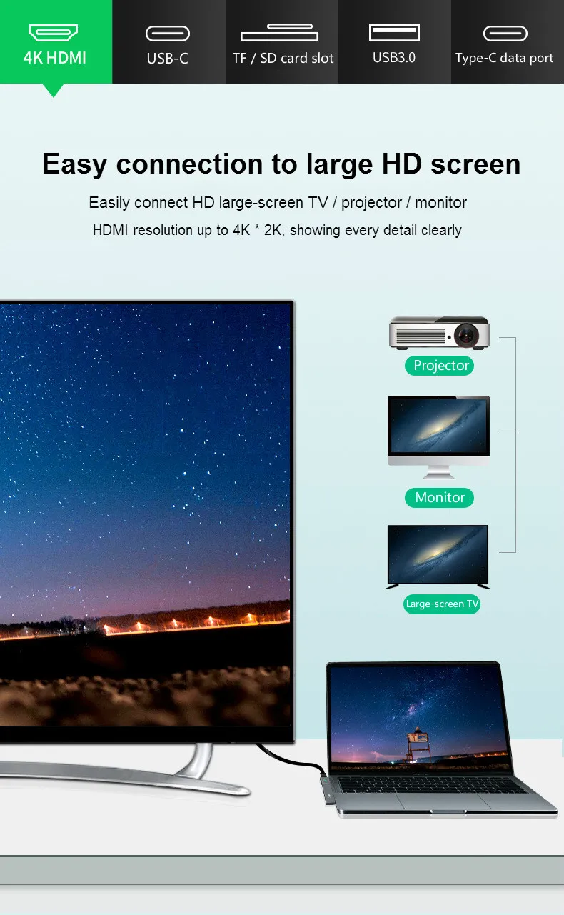 Usb-хаб C концентратор для Мульти USB 3,0 HDMI адаптер док-станция для MacBook Pro Аксессуары USB-C type C разветвитель 7 в 1 концентратор