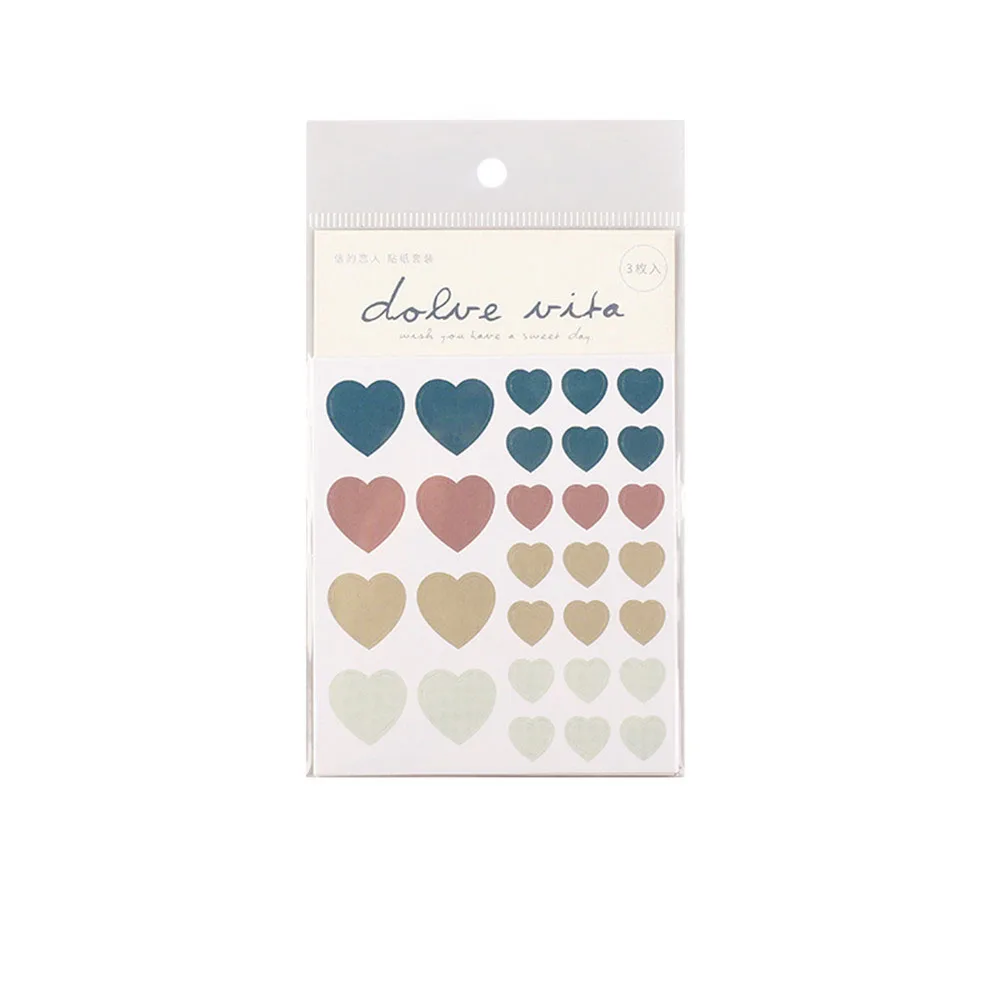 3Sheets Lovely Heart Shape Stickers Kawaii Stationery Sticker DIY Diary Scrapbooking Sticker Cute Washi Stickers Journal Sticker - Цвет: D