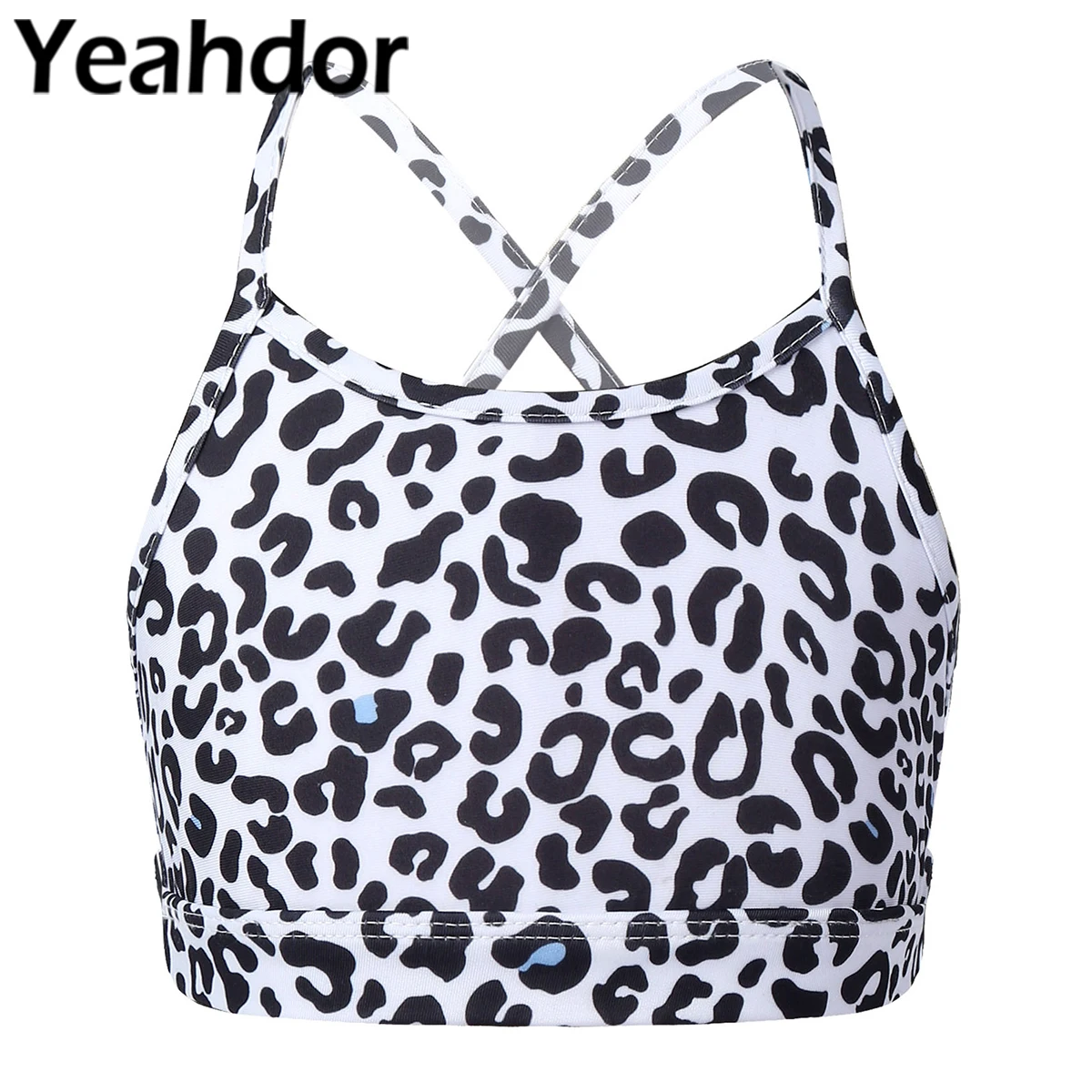 Yeahdor Mens Sissy Camisole Leopard Printed Spaghetti Straps Cross Back Vest Crop Tops Underwear