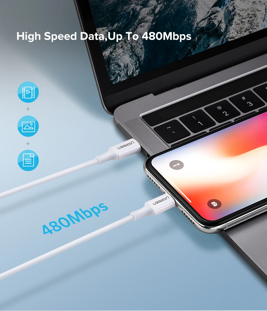 Ugreen MFI usb type c для lightning зарядный кабель для iPhone xs max xr 8 7 6s plus 5s apple ipad pro быстрое зарядное устройство pd кабель короткий