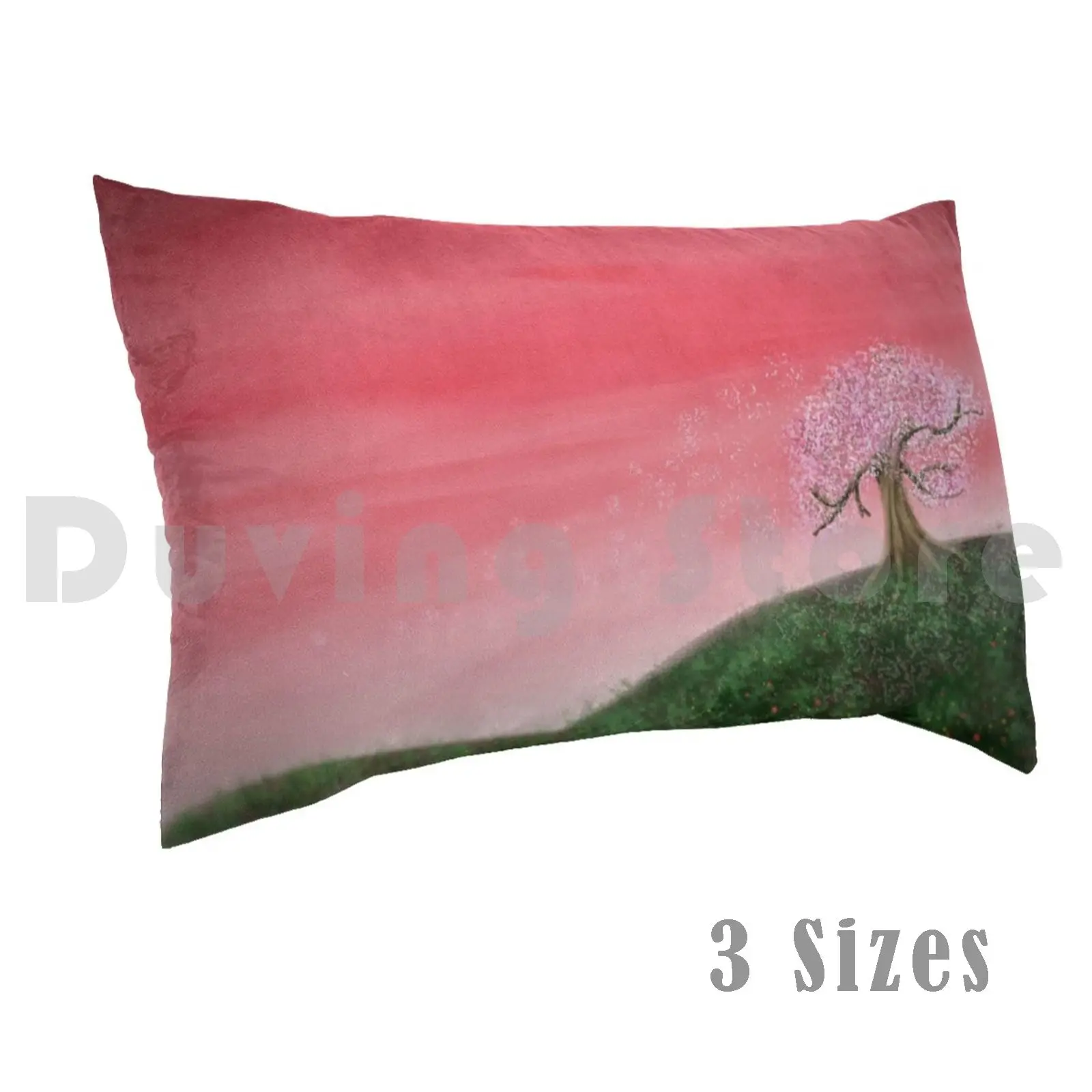 Fugace As The Cherry Blossom Federa Stampata 35X50 Cherry Tree Red Pink Green Hill Nature Blossom