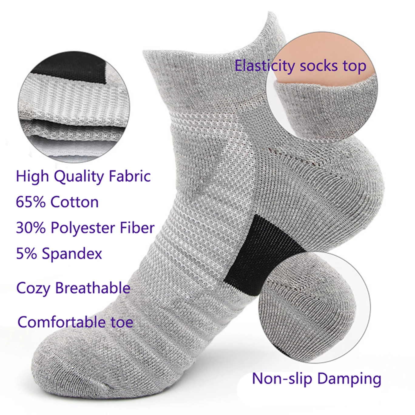 LifeWheel мужские носки спортивные хлопковые носки Пот дышащее полотенце с дезодорирующим эффектом снизу длинные короткие носки 6 пар/лот