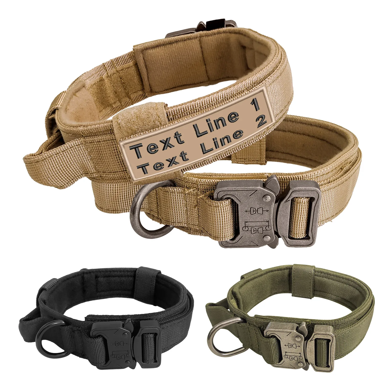 PROD 10000310715848 Tactical Pet Collar Personalized Dog Collar
Adjustable Collar for Medium and Large Working Dogs Metal Buckle
Control Handle