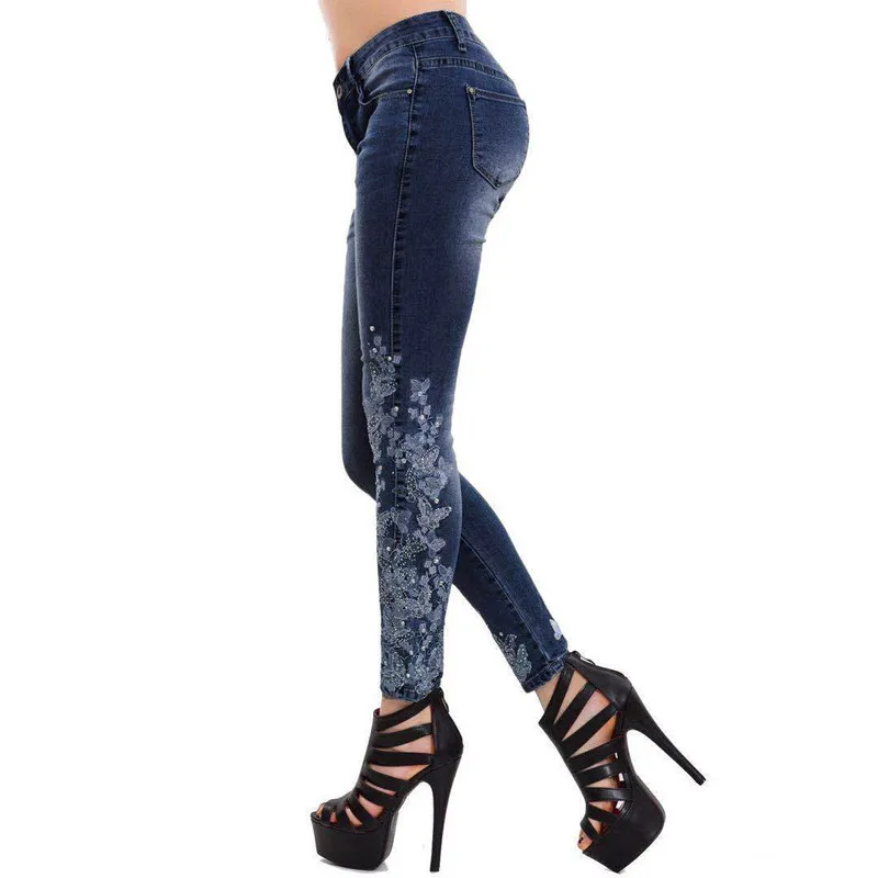 Джинсы с высокой талией для женщин, повседневные Стрейчевые осенние джинсовые брюки-карандаш, женские узкие Эластичные Обтягивающие джинсы, весенние брюки S-5XL