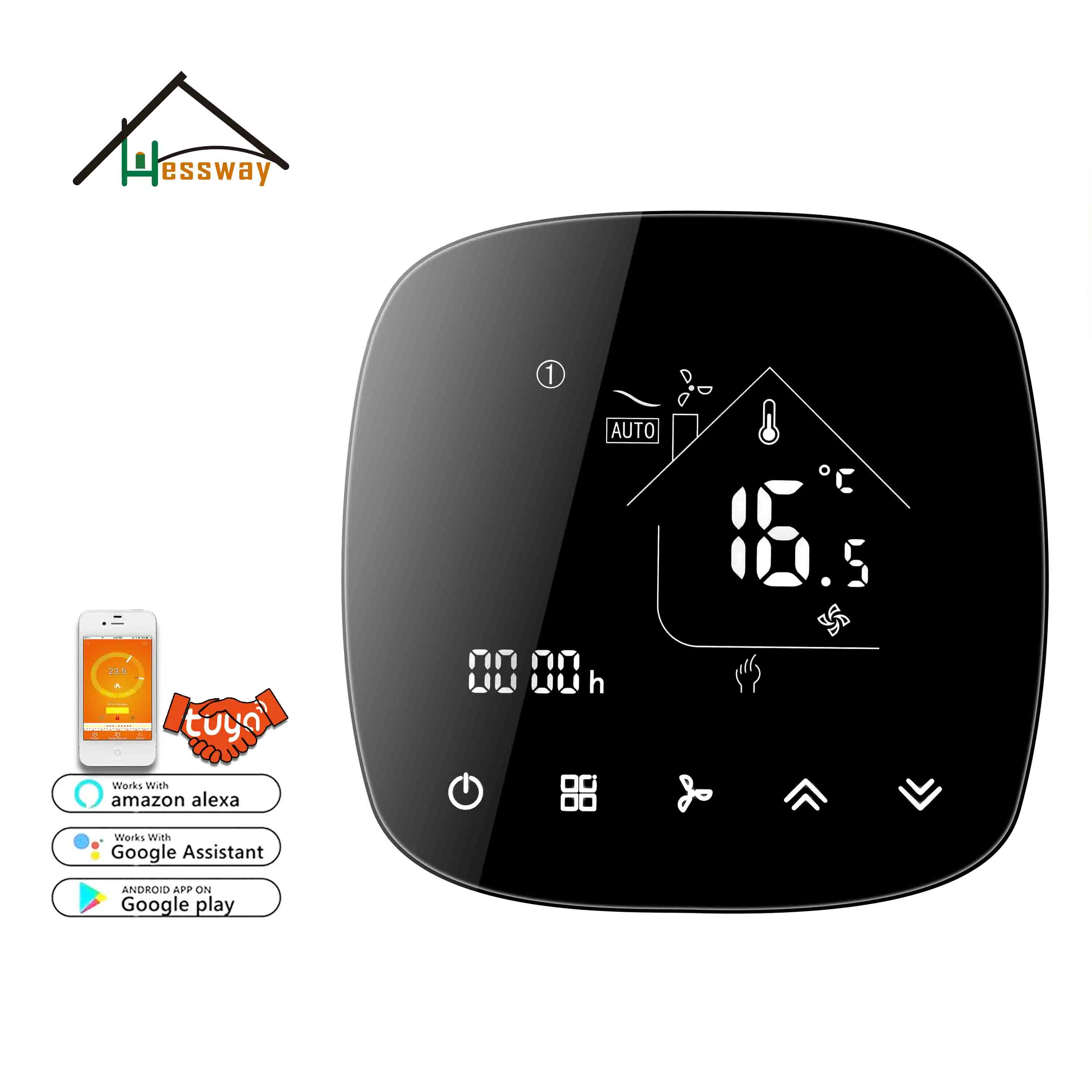 

Термостат HESSWAY для регулировки температуры, Wi-Fi контроллер для скорости вентилятора, охлаждения, нагревательного клапана