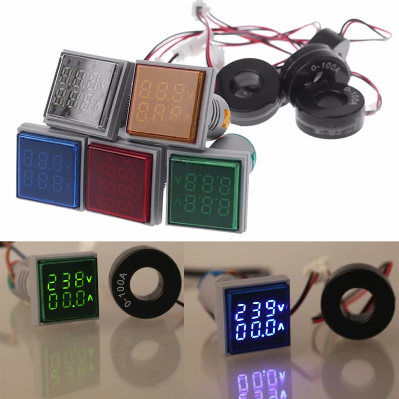 

Square LED Digital Dual Display Voltmeter & Ammeter Voltage Gauge Current Meter AC 60-500V 0-100A D18 Dropshipping
