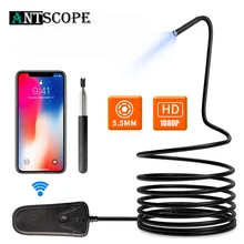 Antscope 1080P HD телескопическая Wifi эндоскоп камера 5,5 мм полужесткая змея камера USB бороскоп IOS эндоскоп для Iphone планшета