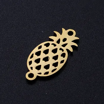 

5pcs/lot Tropical Pineapple Fruit 316L Stainless Steel DIY Connector Charms Wholesale For Bracelets Making Super Quality