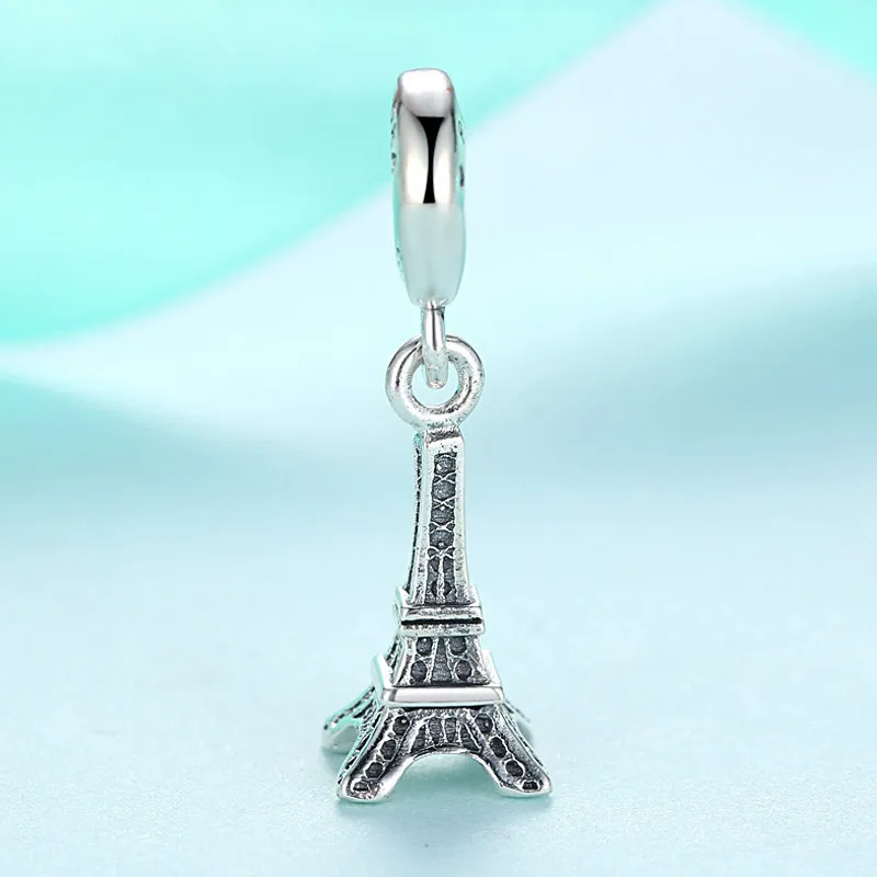 

100% 925 Sterling Silver 1:1 copy Eiffel Tower Dangle Charm jewelry For Women Factory wholesale