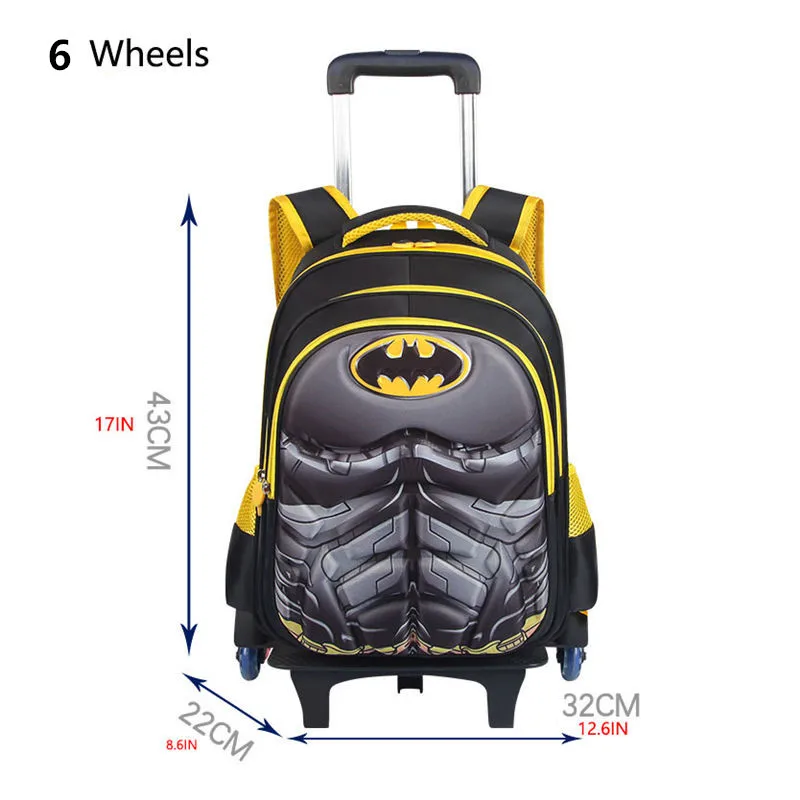 6 wheels bag 3D Детский рюкзак для путешествий на колесиках, рюкзак на колесиках для мальчиков, рюкзак на колесиках для школьников, школьная сумка на колесиках - Цвет: 6 wheels bag