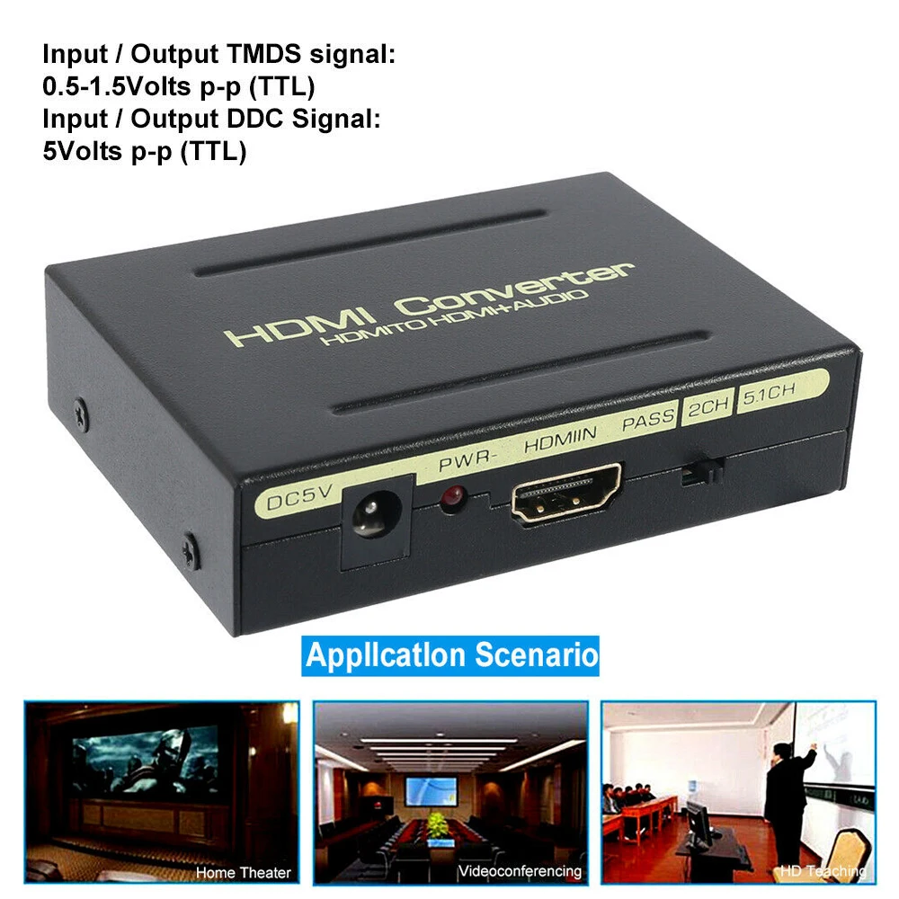 1 шт. 1080P HDMI к HDMI Аудио Сплиттер оптический SPDIF+ RCA L/R преобразователь для ПК DVD HD камеры