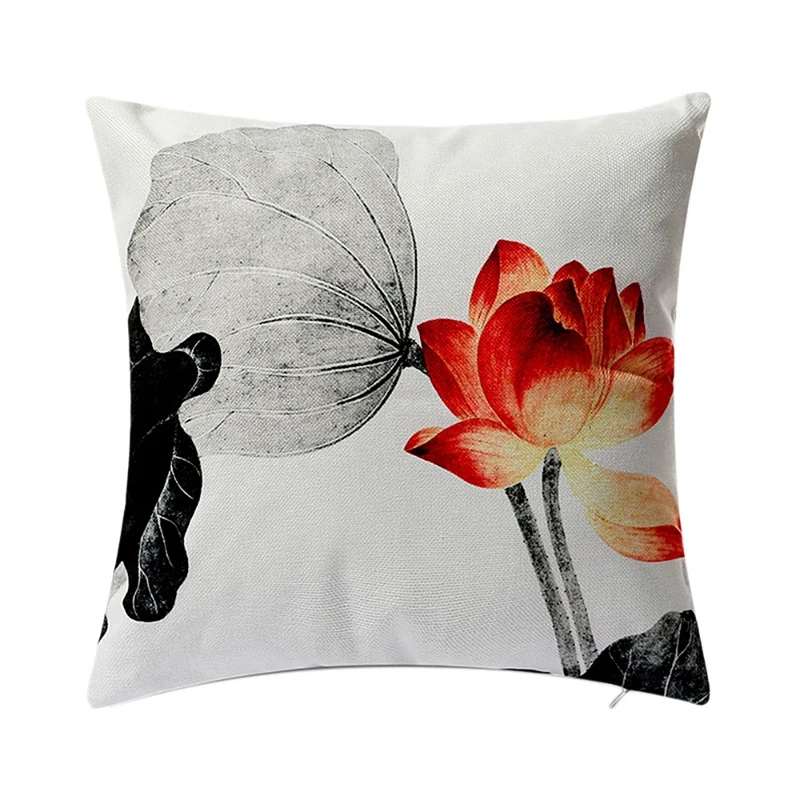 Lotus Square Pillowcase Home Decor Linen Pillow Cases Cushion Covers for Sofa Car Fashion Pattern Gift 45X45cm | Дом и сад