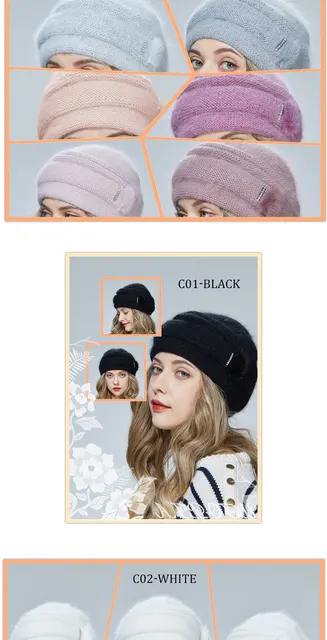 Casquette,Ensemble de bonnets chauds en laine tricotée pour femme