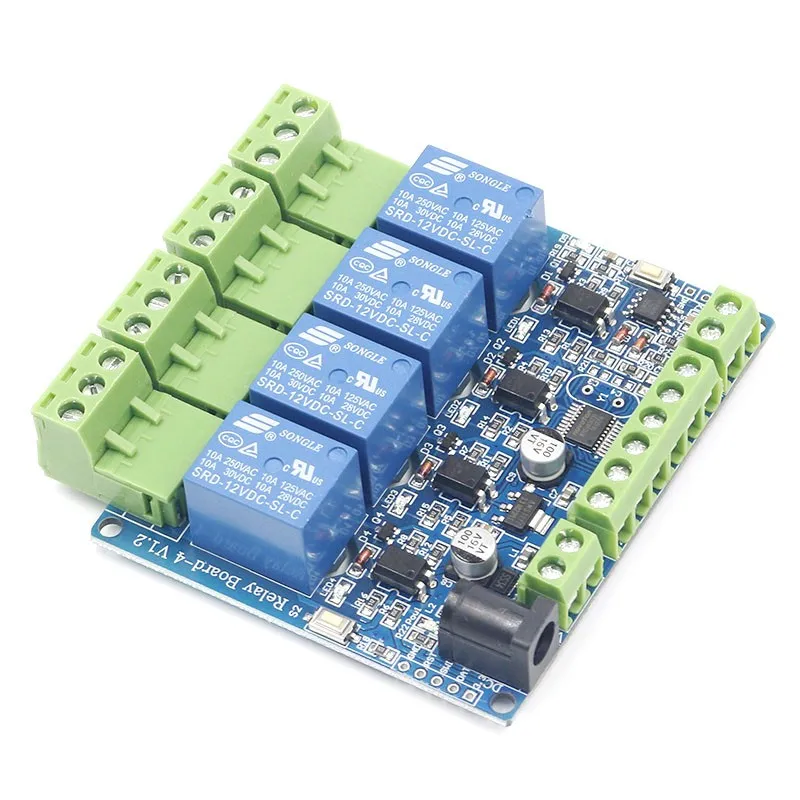 Modbus 4-Канальный Релейный Модуль STM8S103 система 4 дорожный вход 485 связь DIY